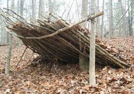 building a shelter with a camp axe